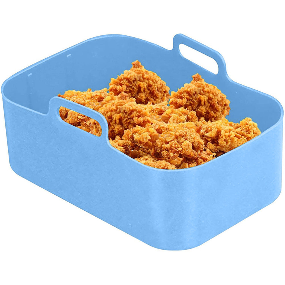 2pcs Air Fryer Silicone Pot Reusable Baking Tray Dual Air Fryer Basket -Blue