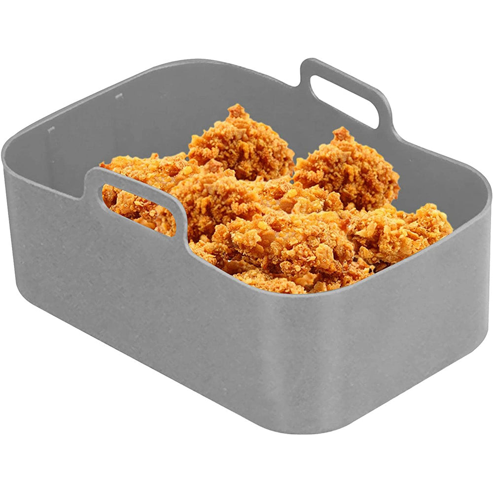 Air Fryer Silicone Pot Reusable Baking Tray Dual Air Fryer Basket -Grey