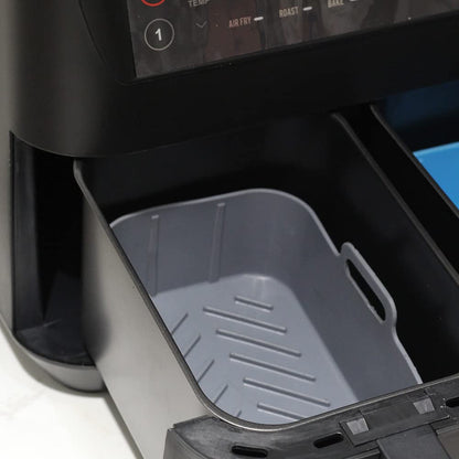 2pcs Air Fryer Silicone Pot Reusable Baking Tray Dual Air Fryer Basket -Grey