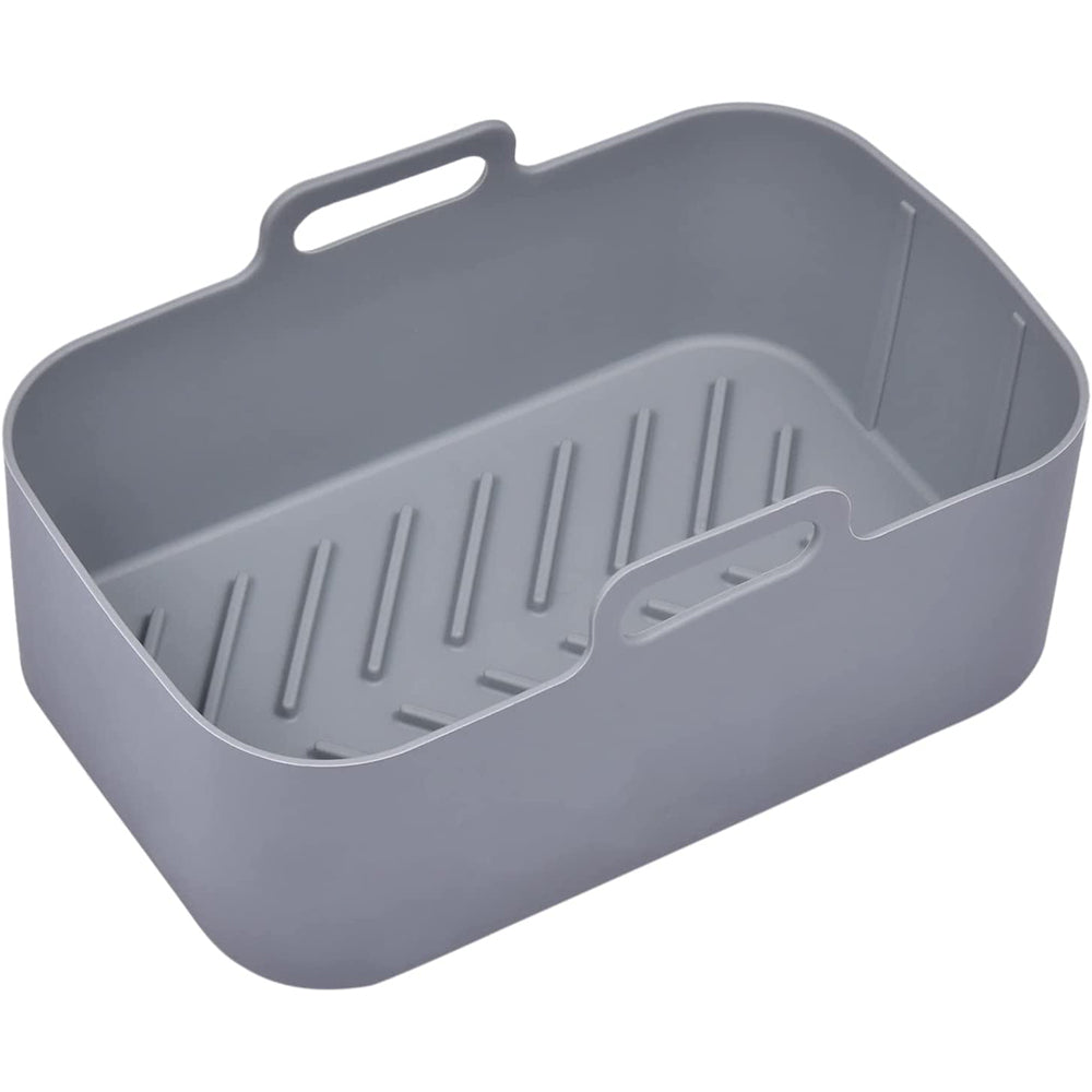 2pcs Air Fryer Silicone Pot Reusable Baking Tray Dual Air Fryer Basket -Grey