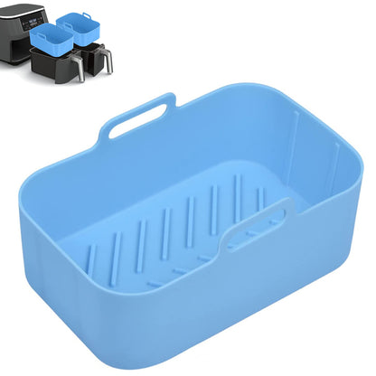 2pcs Air Fryer Silicone Pot Reusable Baking Tray Dual Air Fryer Basket -Blue