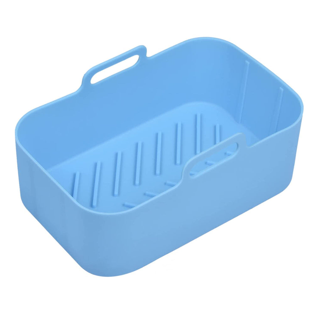 Air Fryer Silicone Pot Reusable Baking Tray Dual Air Fryer Basket -Blue