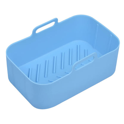 Air Fryer Silicone Pot Reusable Baking Tray Dual Air Fryer Basket -Blue