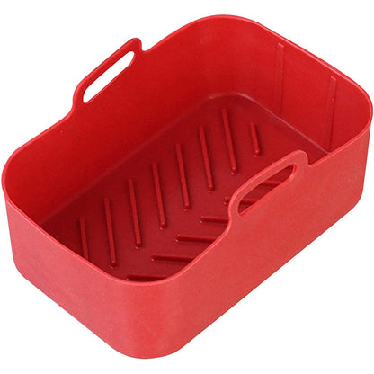 Air Fryer Silicone Pot Reusable Baking Tray Dual Air Fryer Basket -Red