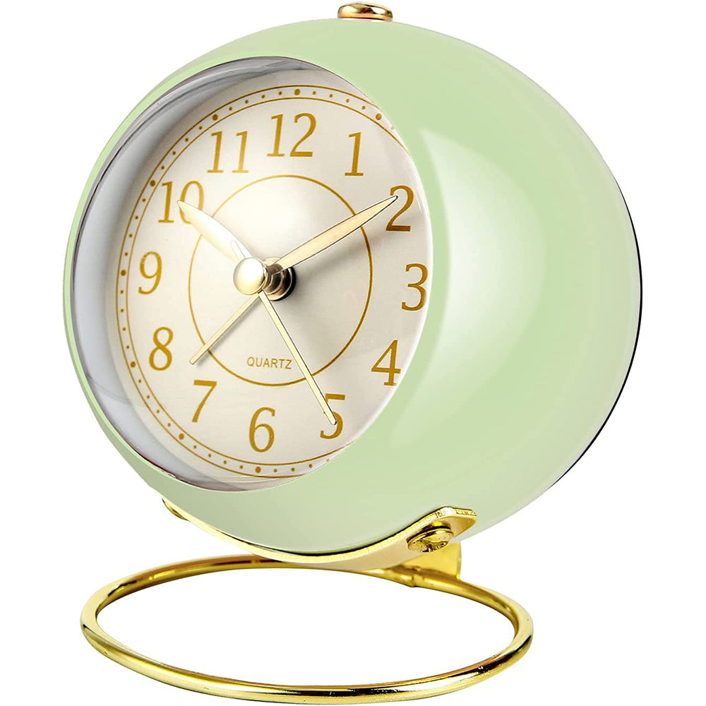 Small Table Clocks Tabletop Alarm Clock with Night Light Battery Operated Desk Clock -Green