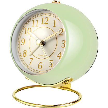 Small Table Clocks Tabletop Alarm Clock with Night Light Battery Operated Desk Clock -Green