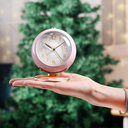 Small Table Clocks Tabletop Alarm Clock with Night Light Battery Operated Desk Clock -Pink