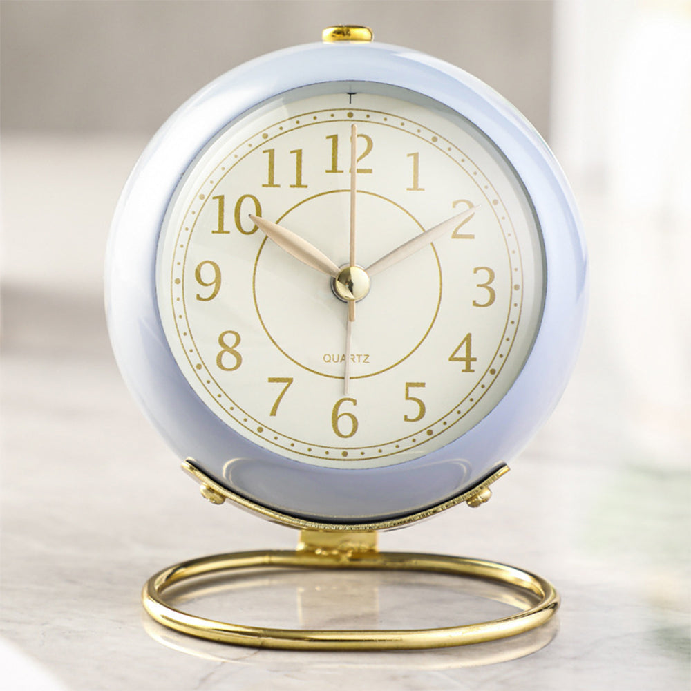 Small Table Clocks Tabletop Alarm Clock with Night Light Battery Operated Desk Clock -Blue