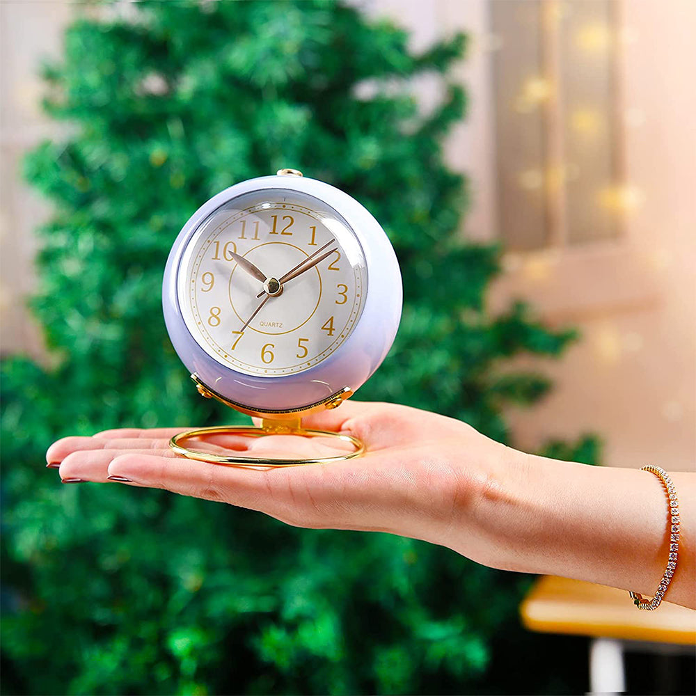 Small Table Clocks Tabletop Alarm Clock with Night Light Battery Operated Desk Clock -Blue