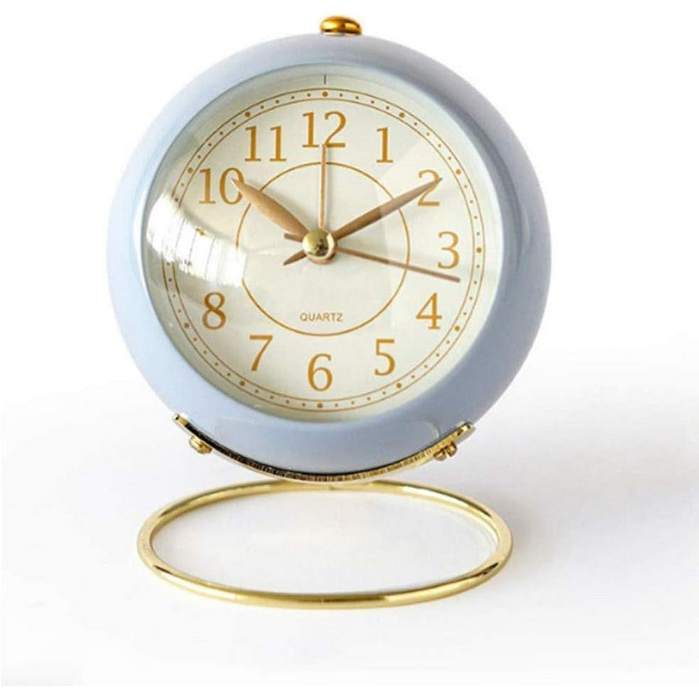 Small Table Clocks Tabletop Alarm Clock with Night Light Battery Operated Desk Clock -Blue