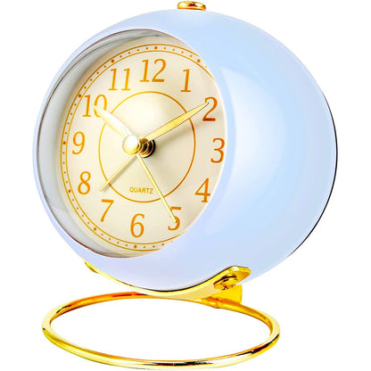 Small Table Clocks Tabletop Alarm Clock with Night Light Battery Operated Desk Clock -Blue