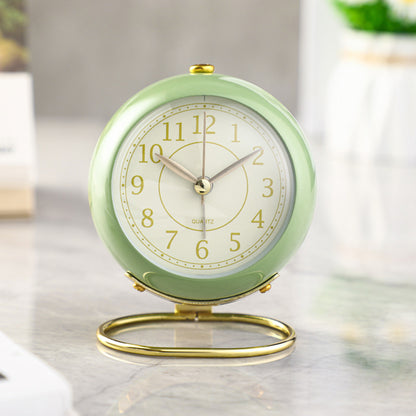 Small Table Clocks Tabletop Alarm Clock with Night Light Battery Operated Desk Clock -Green