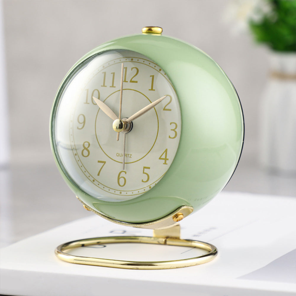 Small Table Clocks Tabletop Alarm Clock with Night Light Battery Operated Desk Clock -Green