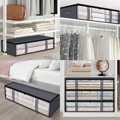 Set of 2Pack Under Bed Storage Bins Foldable Clothes Storage Bags with Reinforced Handle Gray