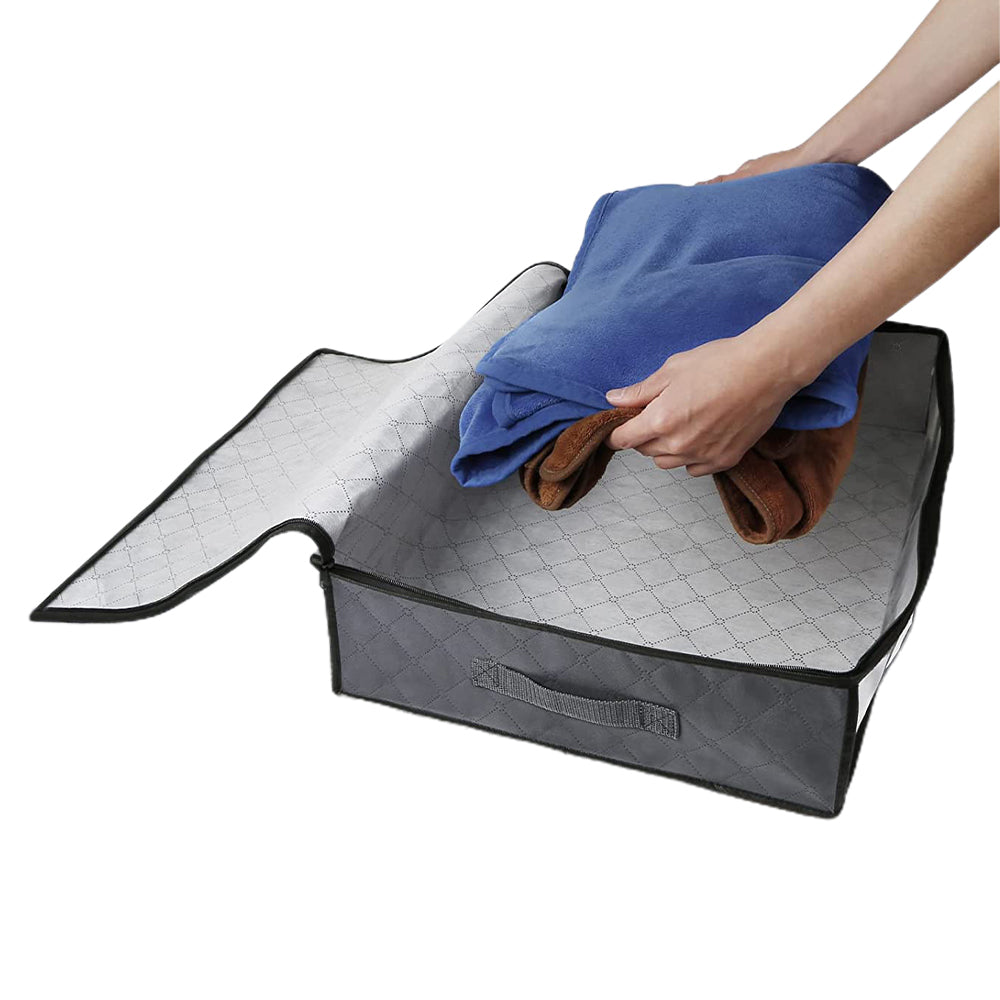 Set of 2Pack Under Bed Storage Bins Foldable Clothes Storage Bags with Reinforced Handle Gray