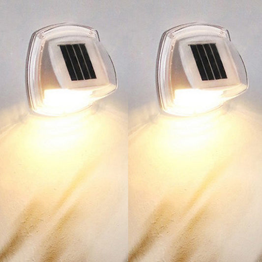 2Pcs LED Solar Powered Light with Lights Reflector 120 Degree Wide Angle for Garden Yard Garage -Warm light