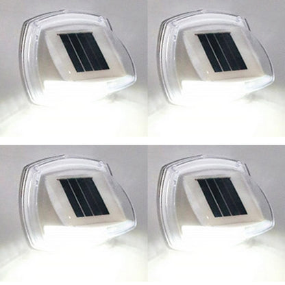 4Pcs LED Solar Powered Light with Lights Reflector 120 Degree Wide Angle for Garden Yard Garage -White light