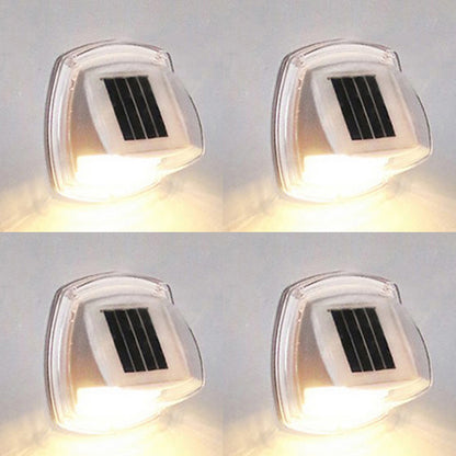 4Pcs LED Solar Powered Light with Lights Reflector 120 Degree Wide Angle for Garden Yard Garage -Warm light