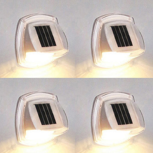4Pcs LED Solar Powered Light with Lights Reflector 120 Degree Wide Angle for Garden Yard Garage -Warm light