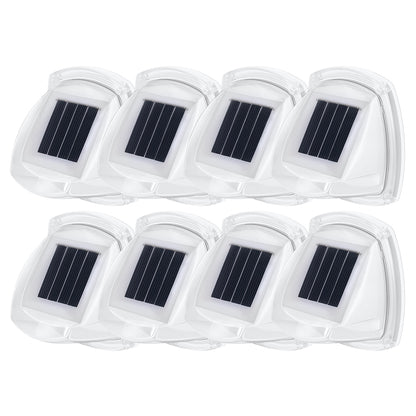 8Pcs LED Solar Powered Light with Lights Reflector 120 Degree Wide Angle for Garden Yard Garage -White light