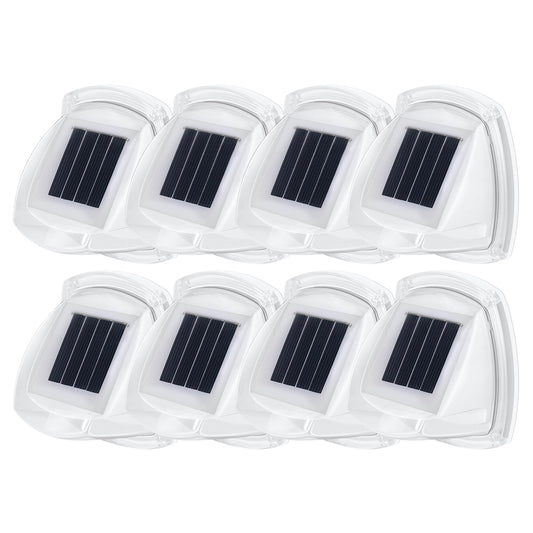 8Pcs LED Solar Powered Light with Lights Reflector 120 Degree Wide Angle for Garden Yard Garage -White light