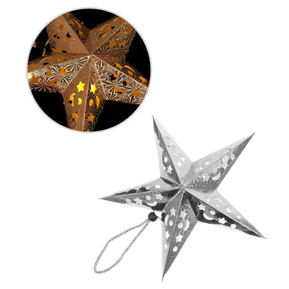 8Pcs Christmas Paper Star Lantern Lampshade 3D Paper Star Hanging Decoration for Xmas Wedding Party Home-Silver