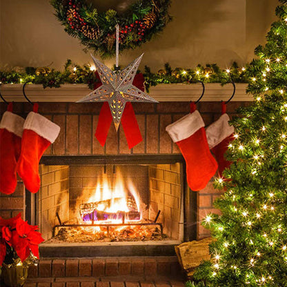 4Pcs Christmas Paper Star Lantern Lampshade 3D Paper Star Hanging Decoration for Xmas Wedding Party Home-Silver