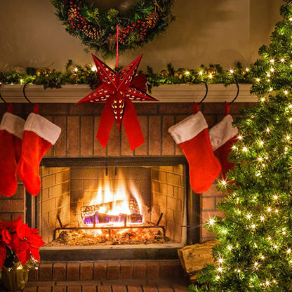 8Pcs Christmas Paper Star Lantern Lampshade 3D Paper Star Hanging Decoration for Xmas Wedding Party Home-Red