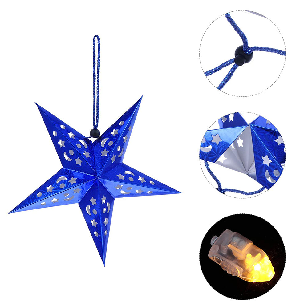 8Pcs Christmas Paper Star Lantern Lampshade 3D Paper Star Hanging Decoration for Xmas Wedding Party Home-Blue