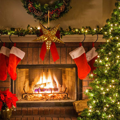 8Pcs Christmas Paper Star Lantern Lampshade 3D Paper Star Hanging Decoration for Xmas Wedding Party Home-Gold