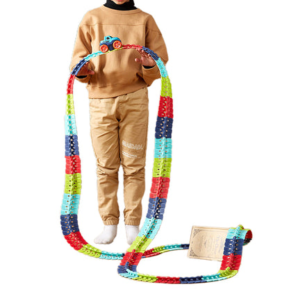 Toy 184piece/sets Changeable Track LED Light Up Race Car Flexible Glow Race Track Electric Bendable Car Toy