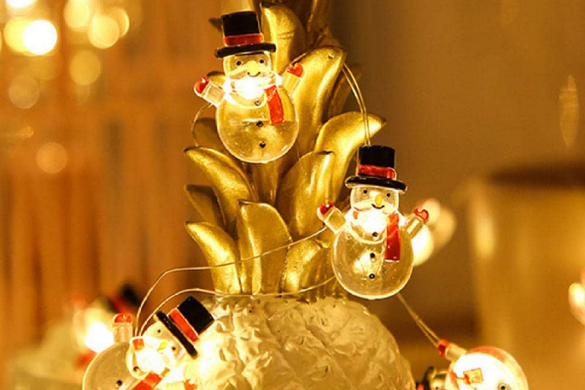Battery Operated Cane String Lights Christmas Lights For Bedroom Party Xmas Tree Decoration-Snowman