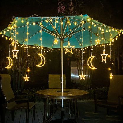 Star Moon Curtain String Light LED Curtain Fairy String for Window Wall Home Decoration -Star and moon warm white