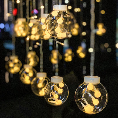 Wishing Ball Curtain Lights USB or Battery Powered LED Fairy Lights for Christmas Tree Decoration -Warm white