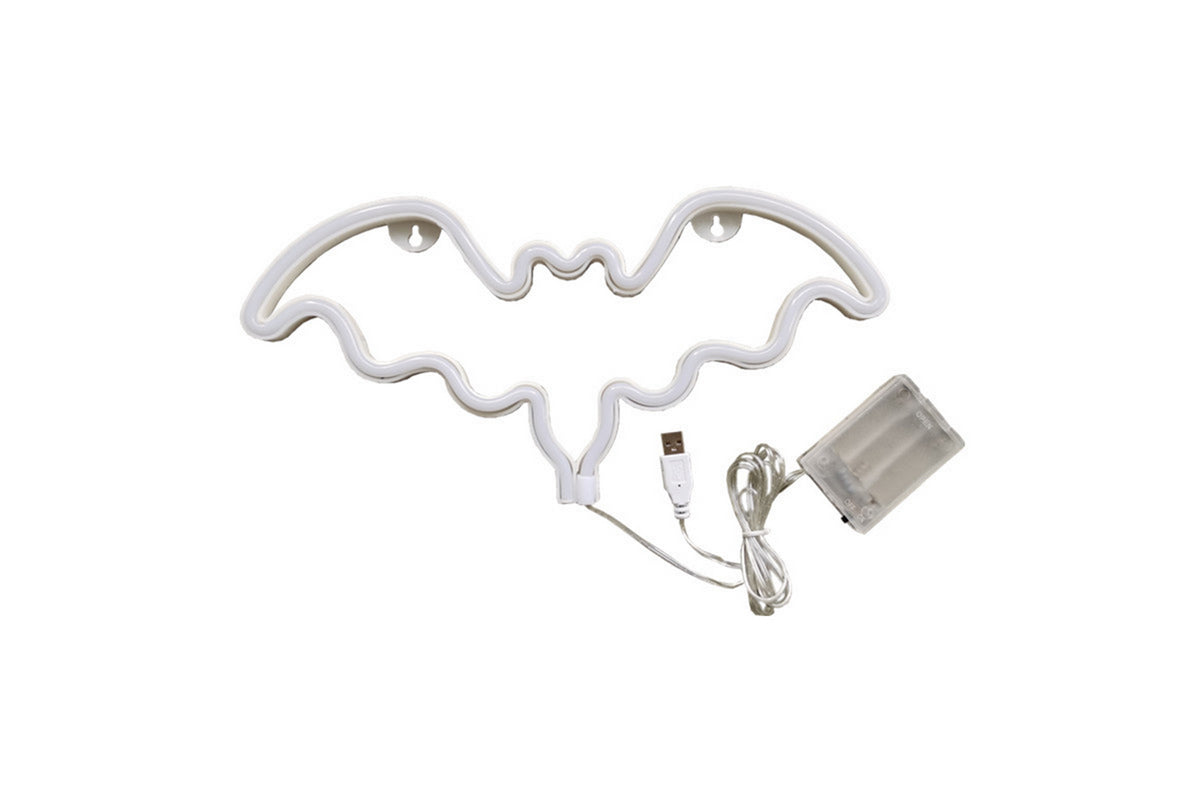 Neon Battery Operated LED Table Lamp Bat Lights Halloween Bedroom Decorations-Pink
