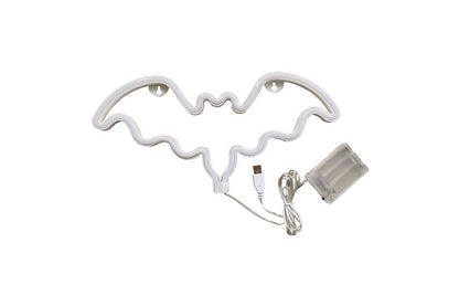 Neon Battery Operated LED Table Lamp Bat Lights Halloween Bedroom Decorations-Pink