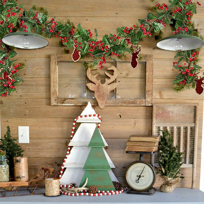 Red Berry Christmas Garland Flexible Artificial Berry Garland for Indoor Outdoor Fireplace Decoration-Style 1
