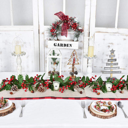 Red Berry Christmas Garland Flexible Artificial Berry Garland for Indoor Outdoor Fireplace Decoration-Style 1