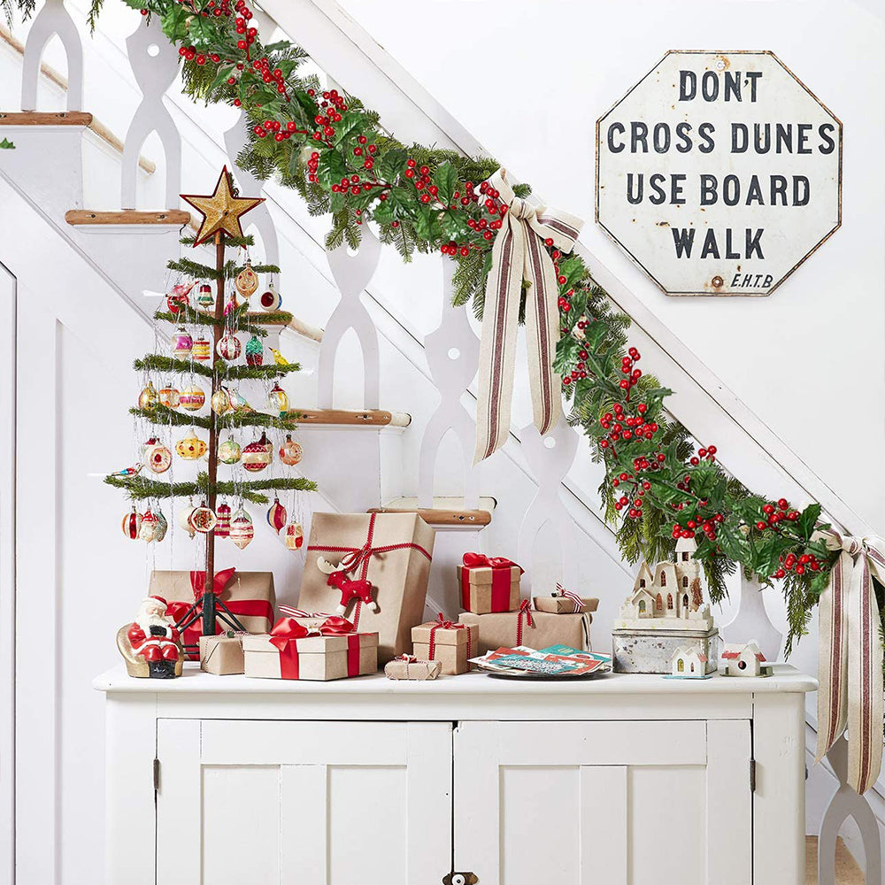 Red Berry Christmas Garland Flexible Artificial Berry Garland for Indoor Outdoor Fireplace Decoration-Style 1