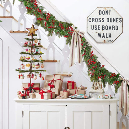 Red Berry Christmas Garland Flexible Artificial Berry Garland for Indoor Outdoor Fireplace Decoration-Style 1