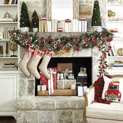 Red Berry Christmas Garland Flexible Artificial Berry Garland for Indoor Outdoor Fireplace Decoration-Style 2