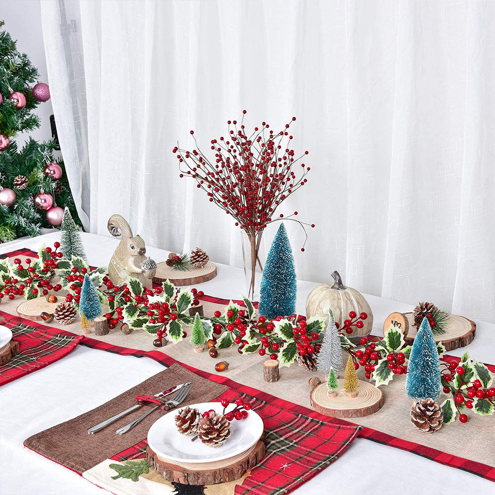 Red Berry Christmas Garland Flexible Artificial Berry Garland for Indoor Outdoor Fireplace Decoration-Style 2