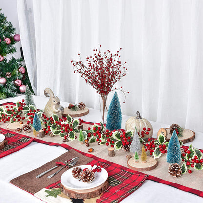 Red Berry Christmas Garland Flexible Artificial Berry Garland for Indoor Outdoor Fireplace Decoration-Style 2