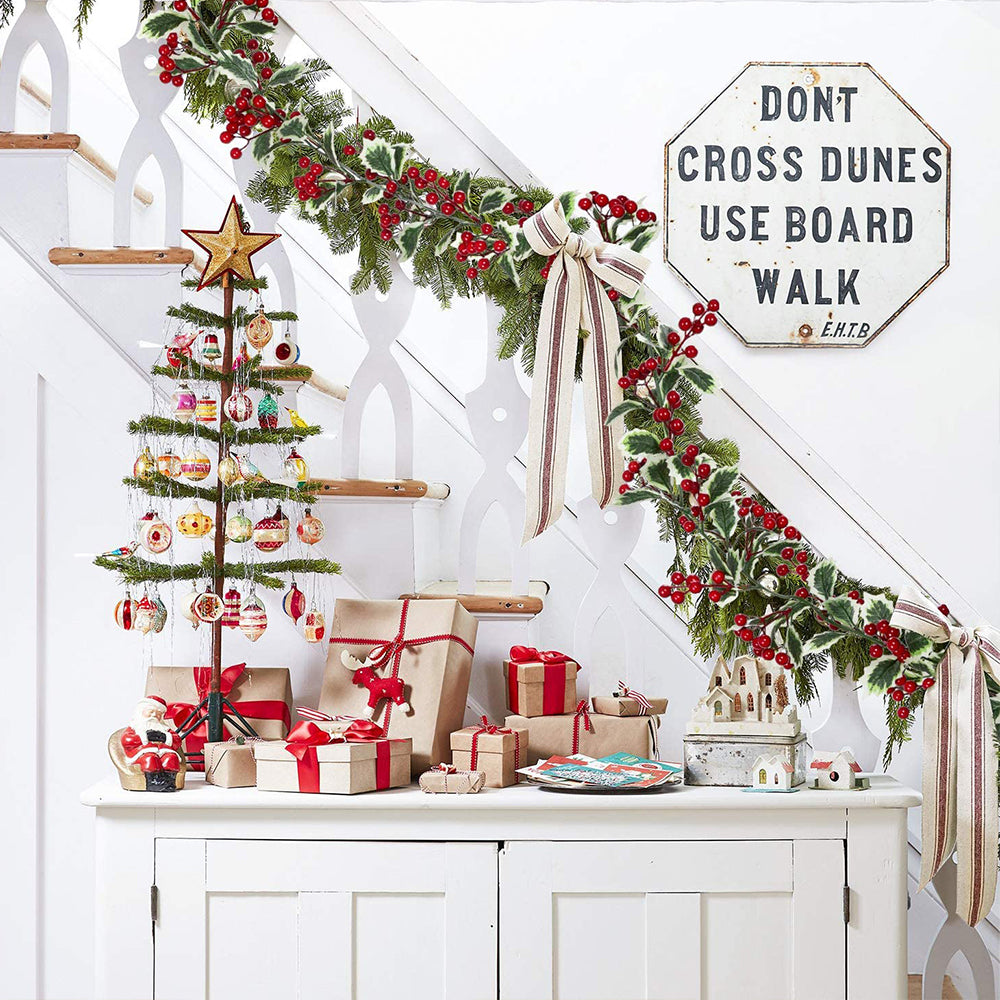 Red Berry Christmas Garland Flexible Artificial Berry Garland for Indoor Outdoor Fireplace Decoration-Style 2