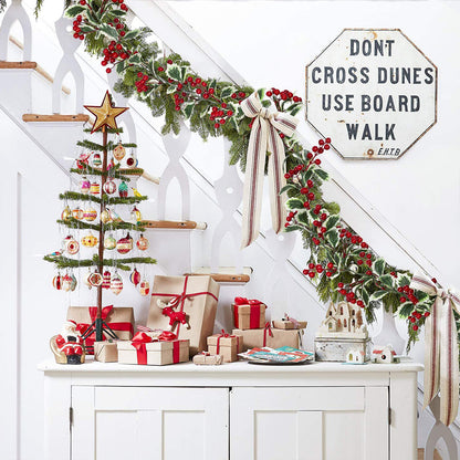 Red Berry Christmas Garland Flexible Artificial Berry Garland for Indoor Outdoor Fireplace Decoration-Style 2