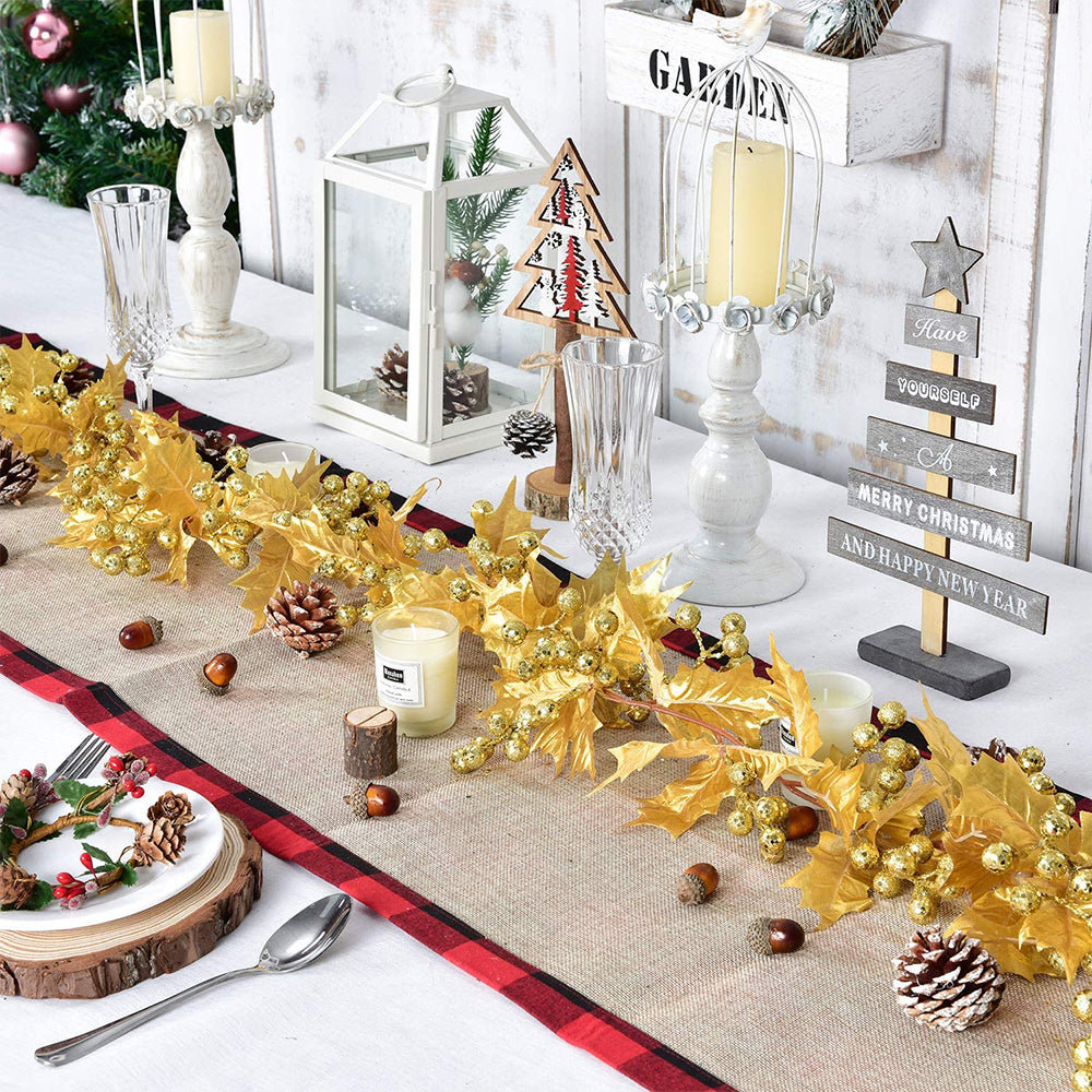 Red Berry Christmas Garland Flexible Artificial Berry Garland for Indoor Outdoor Fireplace Decoration-Style 3