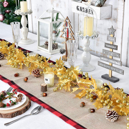 Red Berry Christmas Garland Flexible Artificial Berry Garland for Indoor Outdoor Fireplace Decoration-Style 3