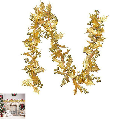 Red Berry Christmas Garland Flexible Artificial Berry Garland for Indoor Outdoor Fireplace Decoration-Style 3