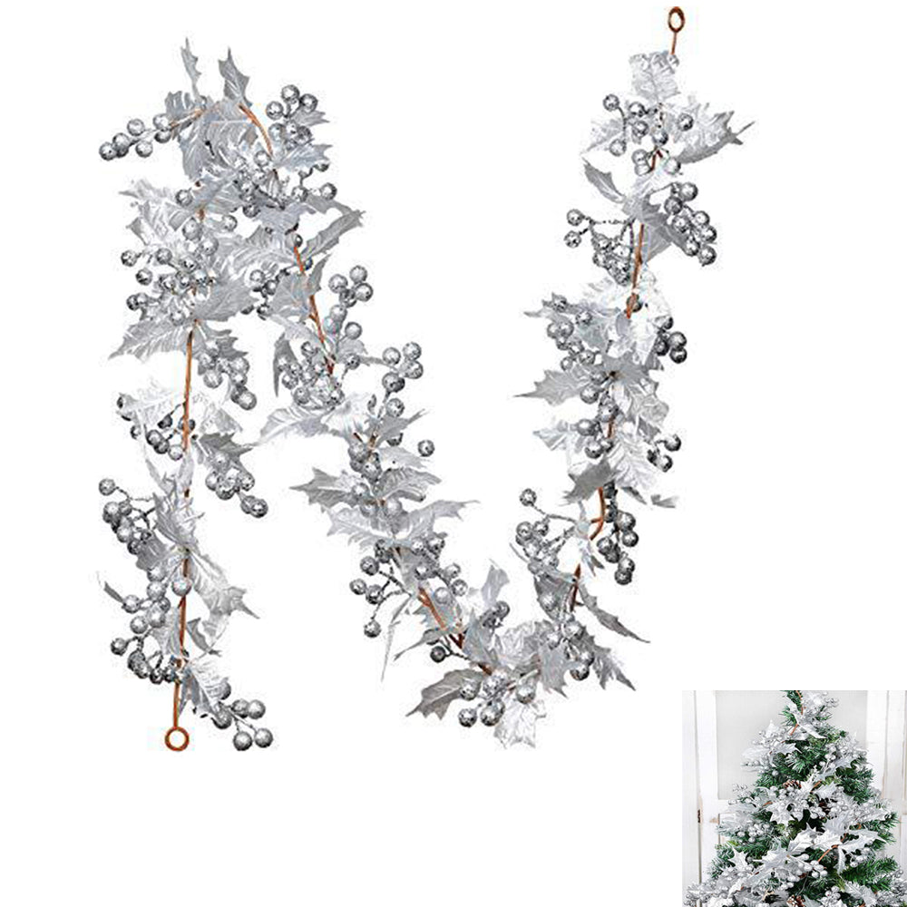 Red Berry Christmas Garland Flexible Artificial Berry Garland for Indoor Outdoor Fireplace Decoration-Style 4