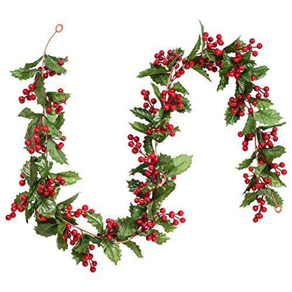 Red Berry Christmas Garland Flexible Artificial Berry Garland for Indoor Outdoor Fireplace Decoration-Style 1